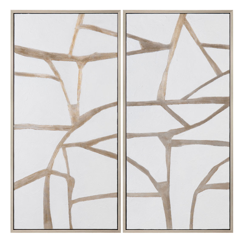 Siverlines 2-Piece Abstract Framed Canvas Wall Art