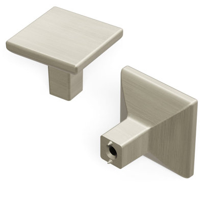 Skylight Collection Square Knob - 1-1/4" x 1-1/4 " Cabinet Knob Stainless Steel - Contemporary Hardware for Drawers & Cabinets (Set of 10)