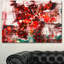 Fleurs rouges sur fond abstrait - reproduction d'art sur toile tendue-19407416