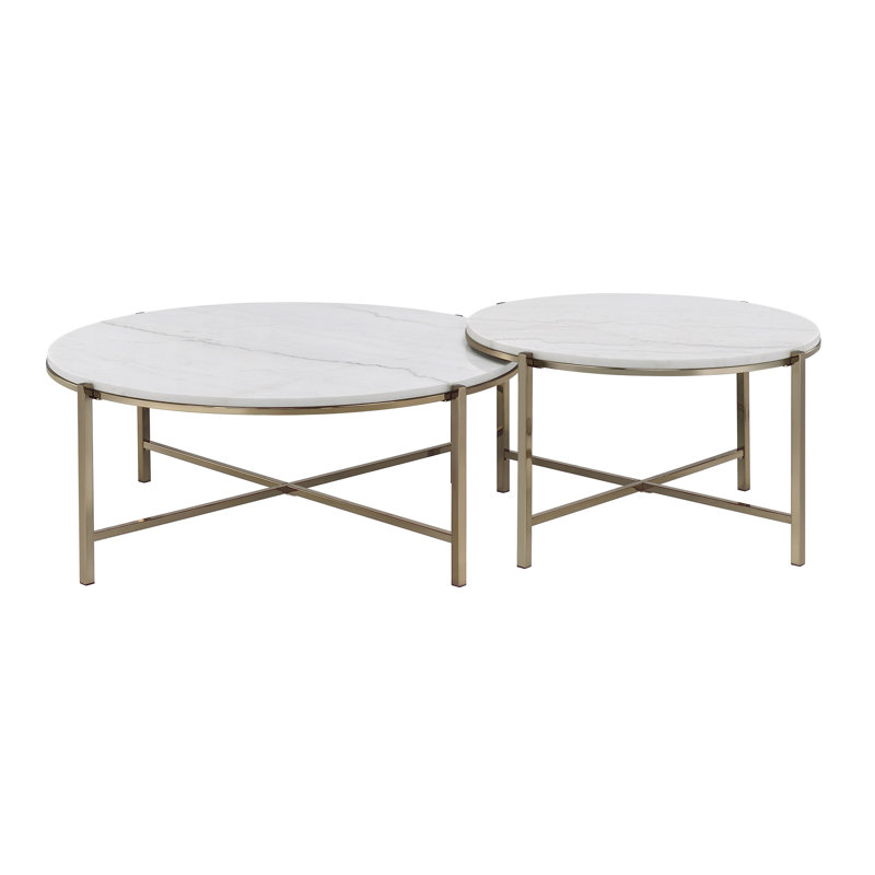 Marble Top & Nickel Finish Nesting Table Set