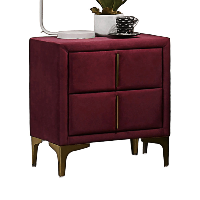 Upholstered Nightstand Bedside Table With Drawers
