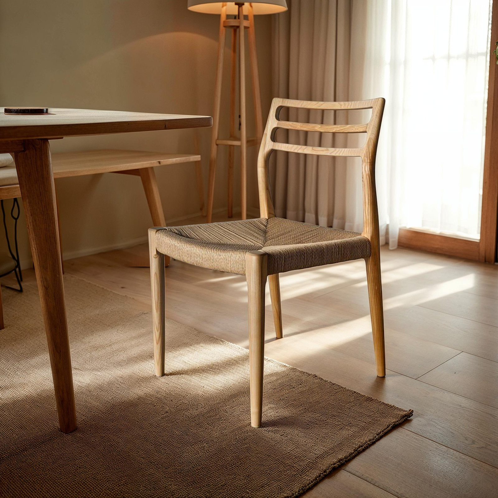 Oralie Ash Wood Dining Chair, Natural