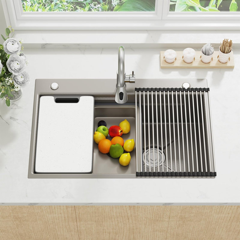 YODOLLA 48mm W Single Bowl Stainless Steel Kitchen Sink