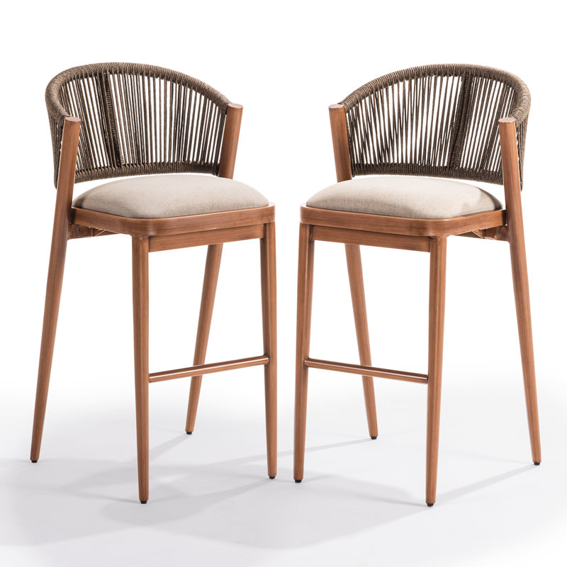 Modern Rope Bar Stools Set of 2, 28.38"H