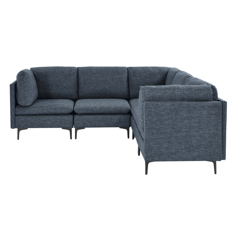 Canapé modulaire rembourré avec pieds en métal, Bleu très foncé