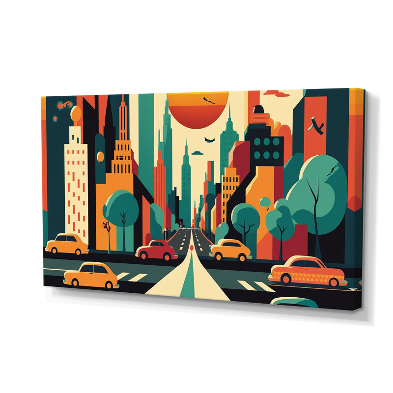 Paysage urbain coloré II - art mural sur toile Cityscapes