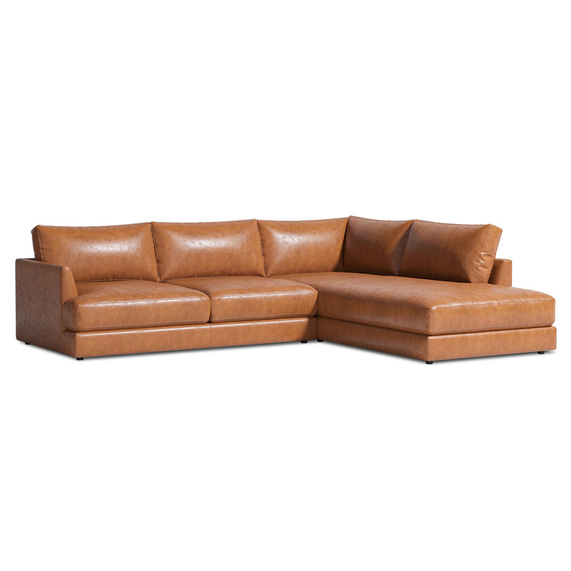 Canapé modulaire en cuir 2 pièces Serena, Right Hand Facing