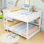 Grand lit superposé en bois avec tablettes de rangement intégrées, ports USB et échelle-1218187018