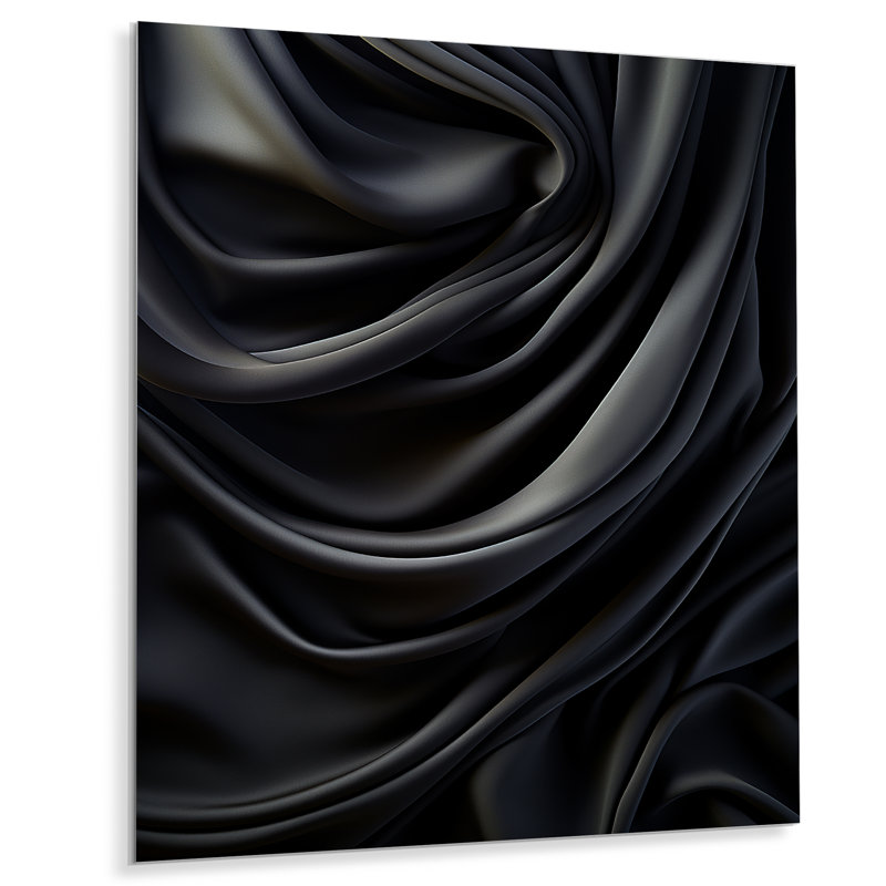 Silk Fractal Noir Curves IV - impression d'art mural en métal fractal, H 32 po x l 16 po x P 1 po
