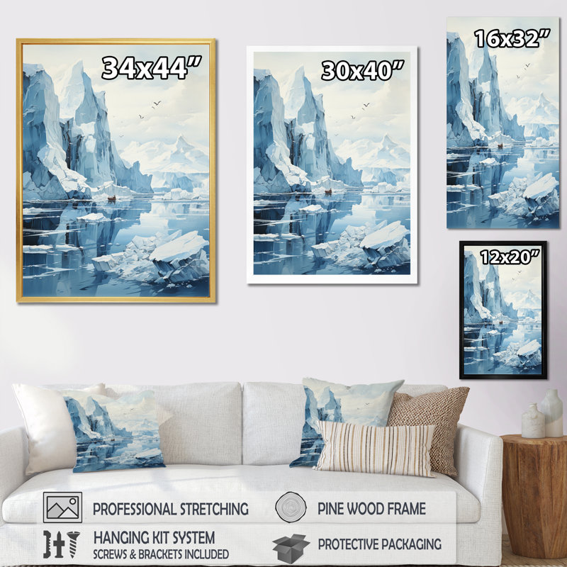 «Iceberg bleu», impression sur toile, Cadre photo noir, H 44 po x l 34 po x P 1,5 po