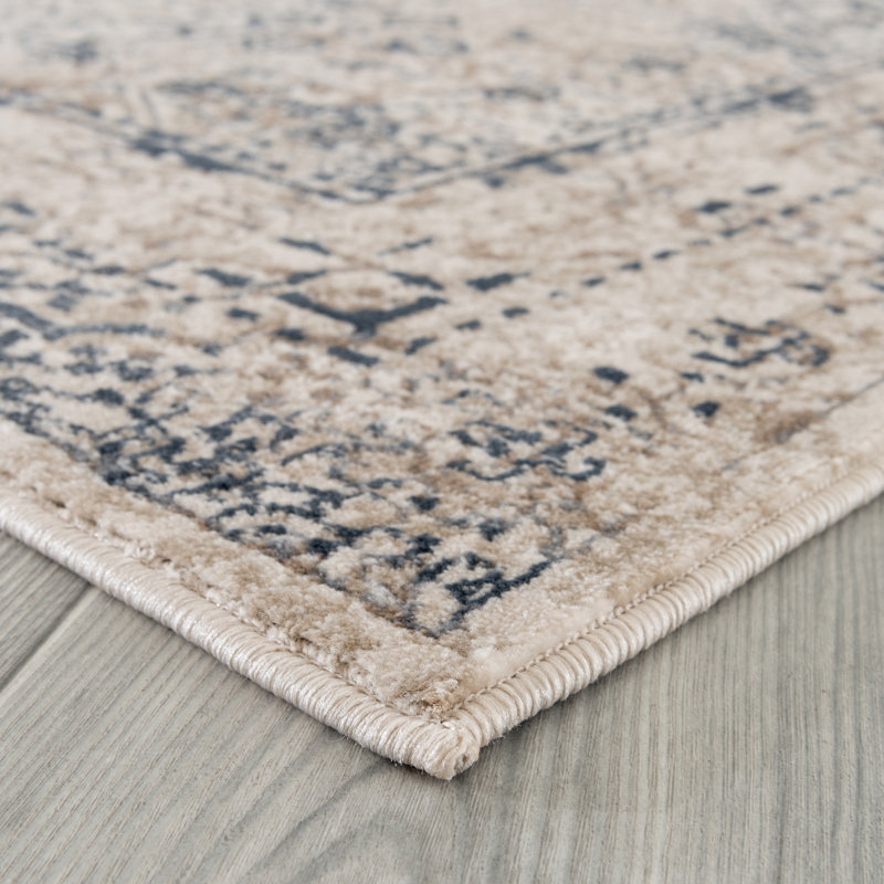 Tapis géométrique crème, Rectangle 5 pi x 7 pi