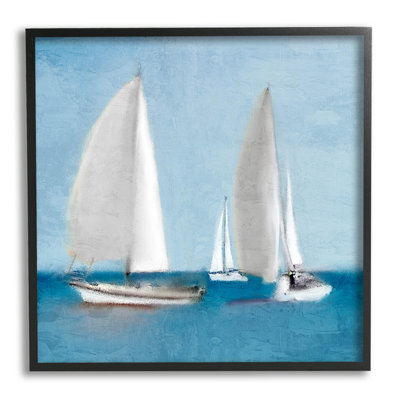 " Sailboats Drifting Nautical Ocean Scene " by Kim Allen Painting Print