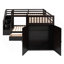 Lit superposé simple en L avec 3 tiroirs, bureau portable et garde-robe
