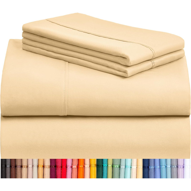 Ensemble de draps 4 pièces Luxclub, « Butter », Ensemble de draps pour lit double avec 4 taies d'o