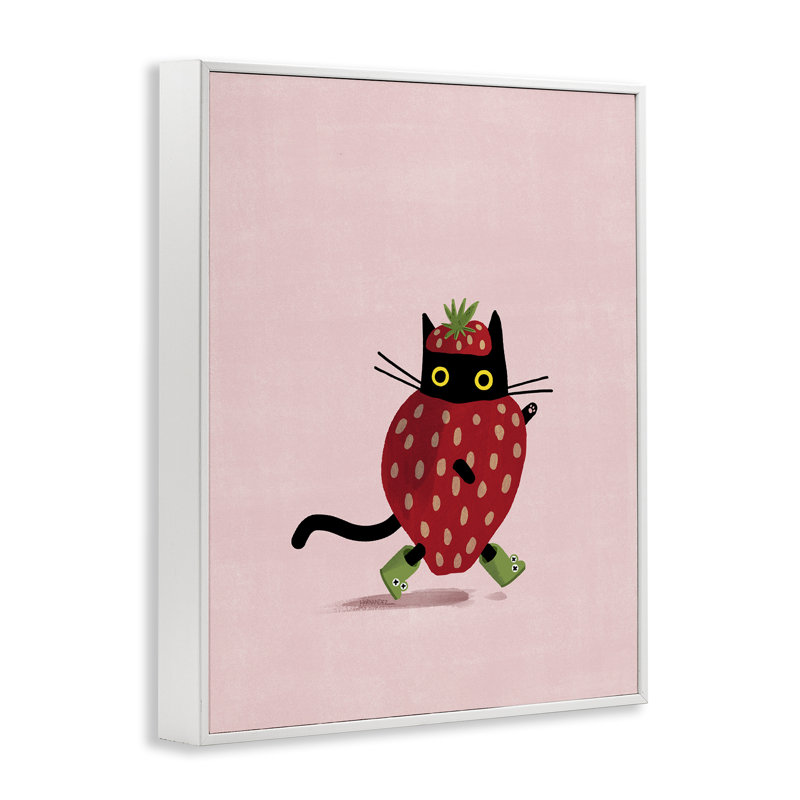 Fraise sur giclée encadrée par Leeza Hernandez, H 20 po x l 16 po, Giclée encadrée noir minuit