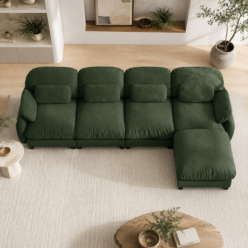 Canapé modulaire en chenille 4 places Sarvis, Vert