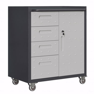 Armoire de rangement robuste pour outils en métal avec roulettes - Armoire de rangement pour outils pour le garage, le bureau et la maison