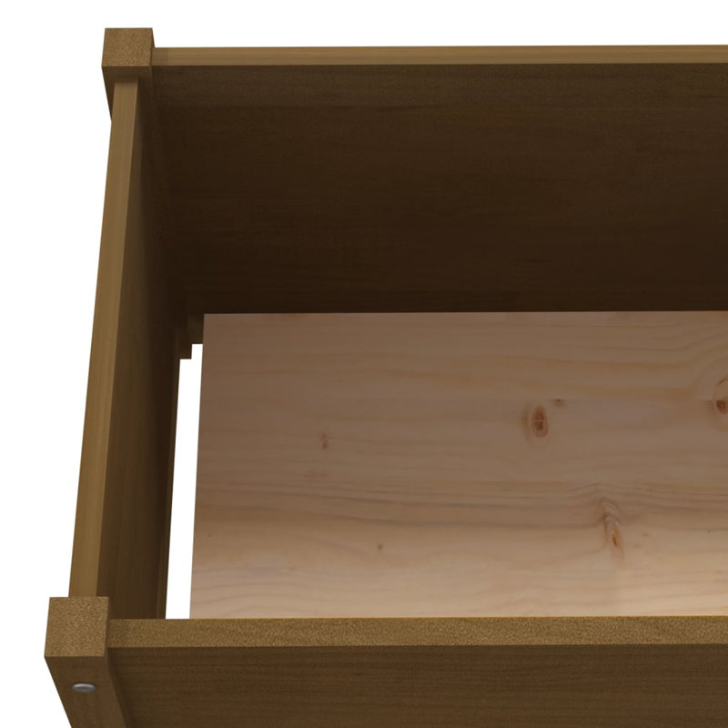 Wood Pot Planter, 27.6" H x 78.7" W x 19.7" D, Honey Brown