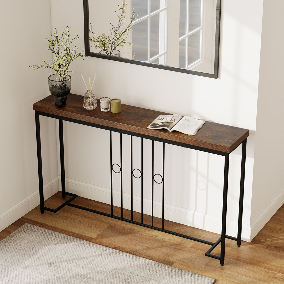 Industrial Console Table 140CM Narrow Entryway Table With H-Shaped Base