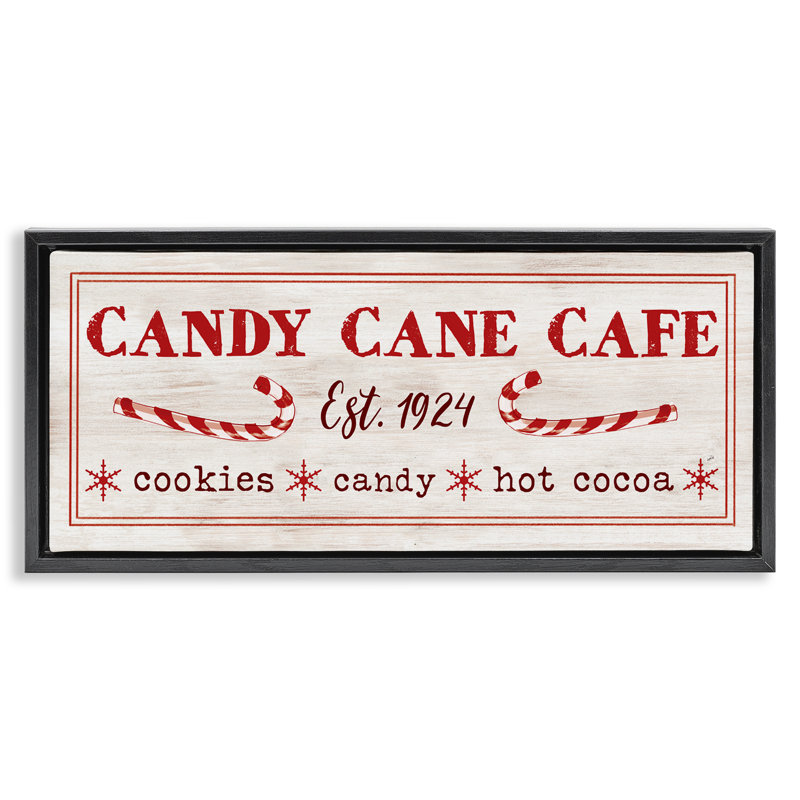 Cadre flottant rétro «Candy Cane Cafe» par Dogwood Portfolio, H 14 po x l 31 po, Cadre flottant noir de jais