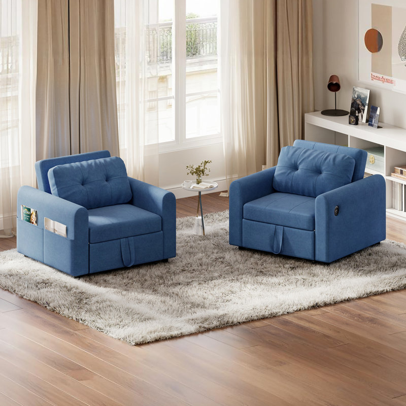 Velvet Ergonomic Recliner, Blue