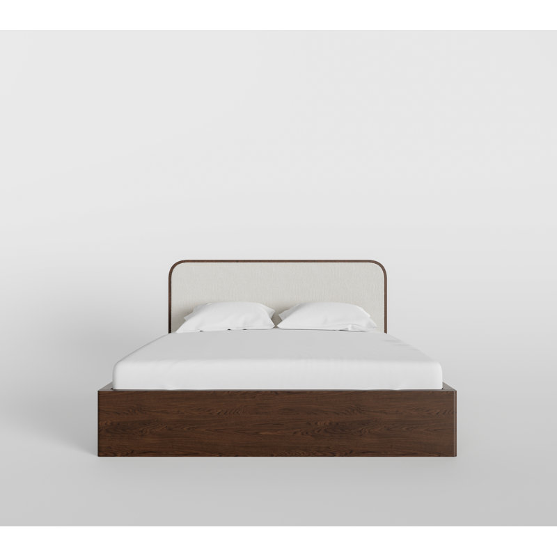 Baxtor Walnut King Boucle Headboard Bed, King, Walnut