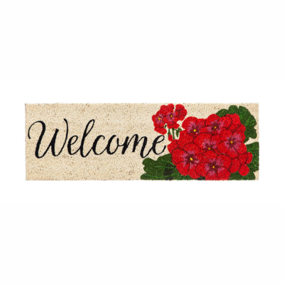 Geraniums 28,25 po x 9,25 po tapis de porte extérieur antidérapant Landes