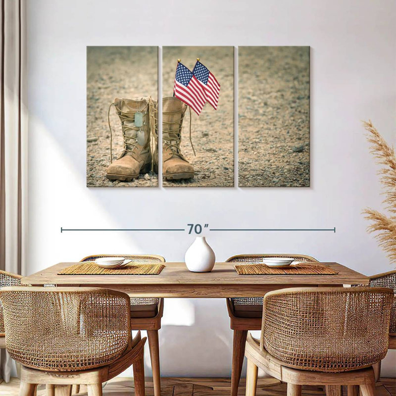 Mait USA Flag Military Boots, 36" H x 57" W