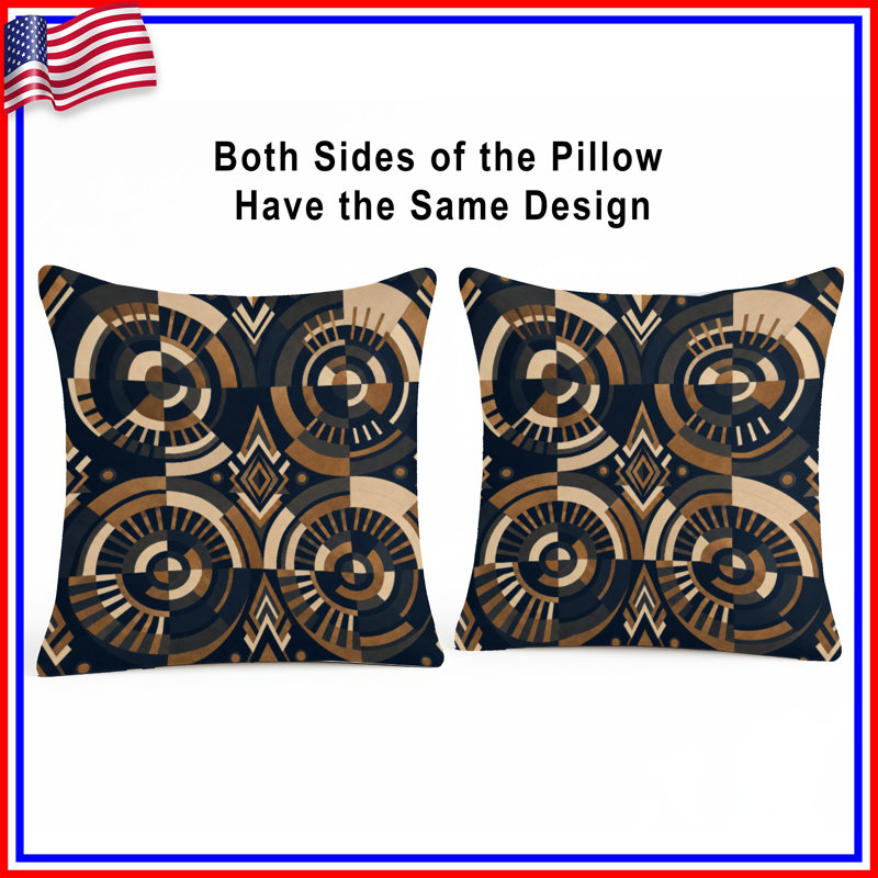Circular Geometric Pattern Double Sided Throw Pillows, 18 x 18 inches