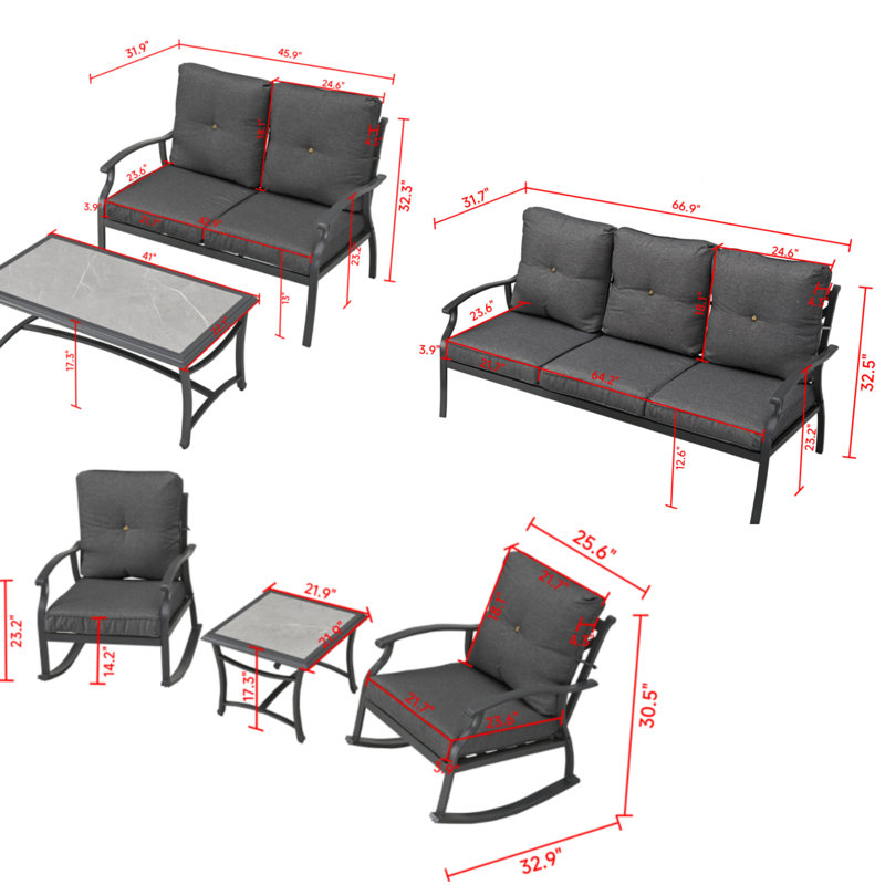 7-Piece conversation set, Dark Gray