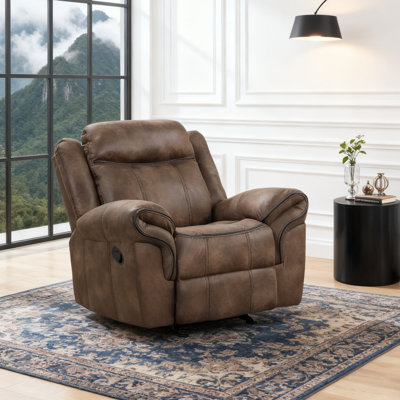 Modern 41.5" Wide Leatherette Manual Glider Recliner Chair with Comfortable Foam & Pocket Coil Seating