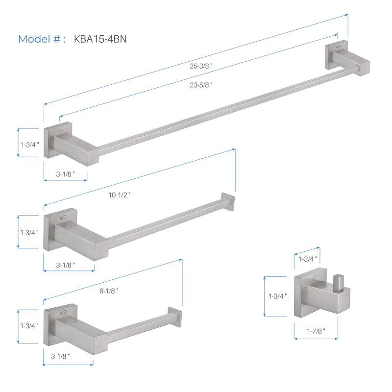 Cubic 5 - Piece Bathroom Hardware Set, Brush Nickel