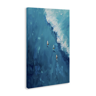 Aerial Surfers Approaching Wave Canvas, design by LSR Design Studio