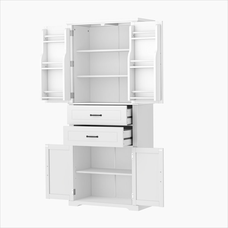 Storage Cabinet with Multi-Functional Storage Space for Kitchen/Bathroom/Dining Room/Living Room , 2 Drawers with Slide Rails, Adjustable Shelf