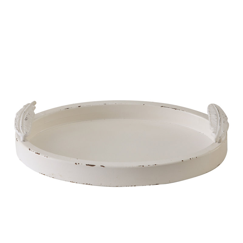 Handmade Rustic White Oval Decorative Serving Tray Ottoman Tray Wooden