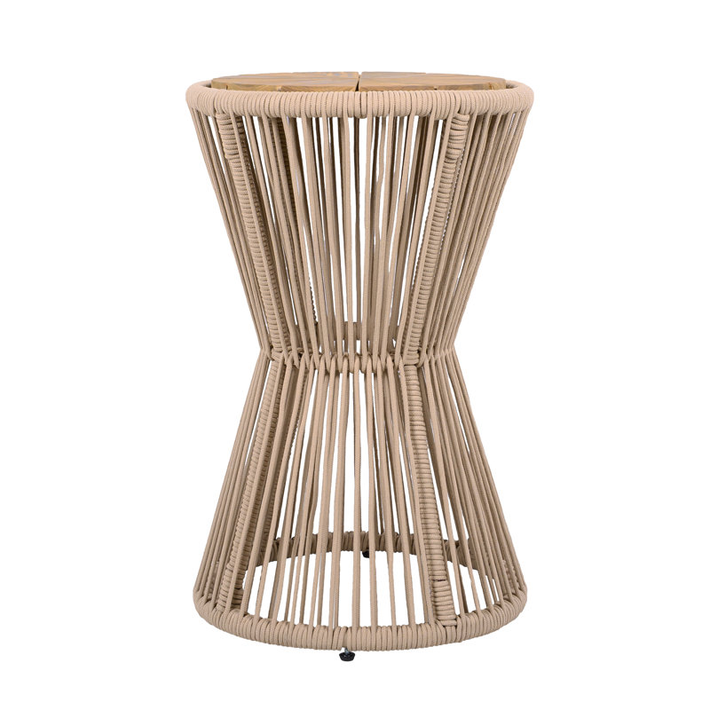 Table d'appoint d'extérieur Nara en bois d'acacia et corde tissée, H 25,80 po x P 16,14 po x l 16,14 po