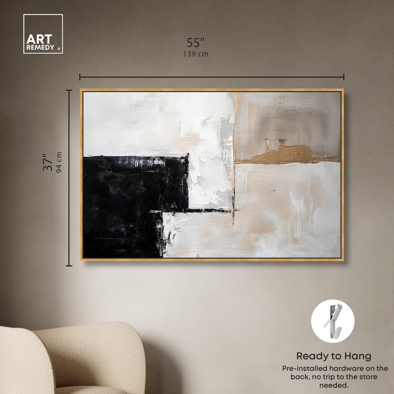 «Dust and Ash II» par Art Remedy, H 3 po x l 55 po, Cadre flottant doré
