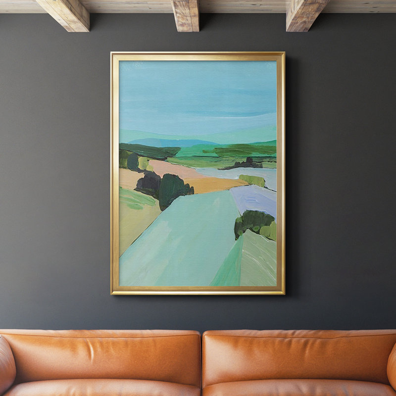 «Bright Colored Countryside IV», reproduction encadrée de qualité supérieure - prête à être accrochée, Or
