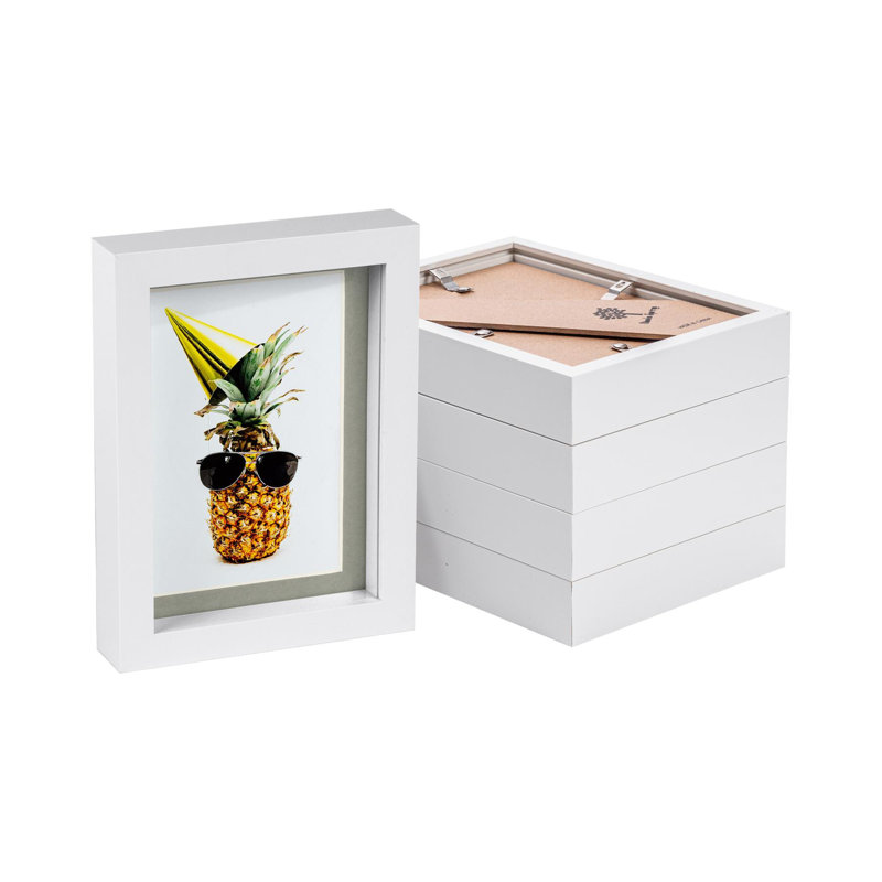 White Shadow Box Picture Frame - Set of 5 with Mat