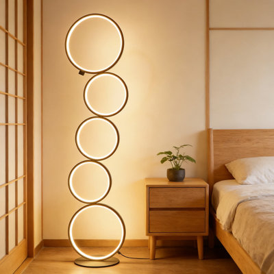 43.3-Inch Modern Ring Floor Lamp With Dimmable Touch Control, Energy-Saving LED, And Metallic Finish For Living Room, Bedroom, Or Office