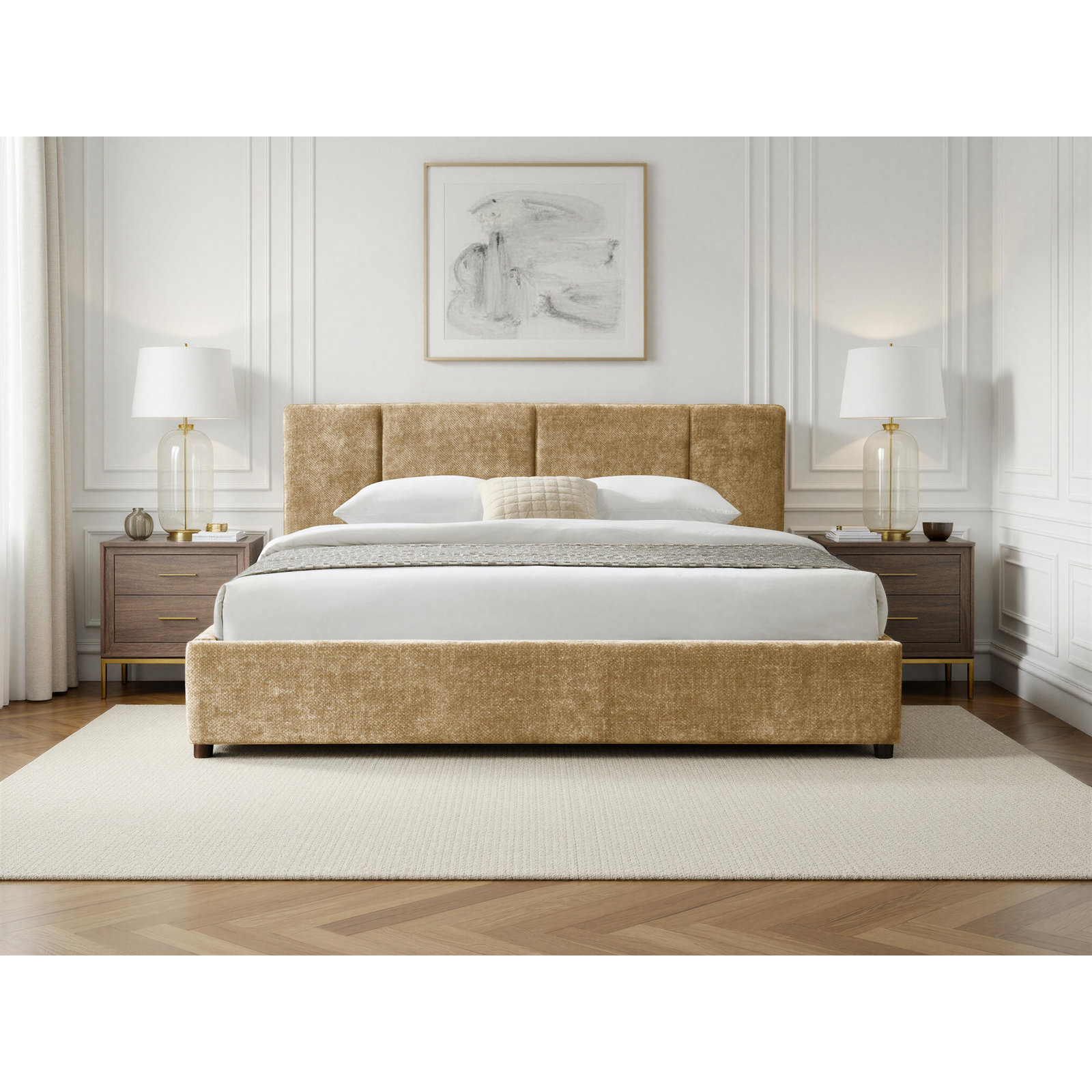 Ruthie Upholstered Bed, King, Sand