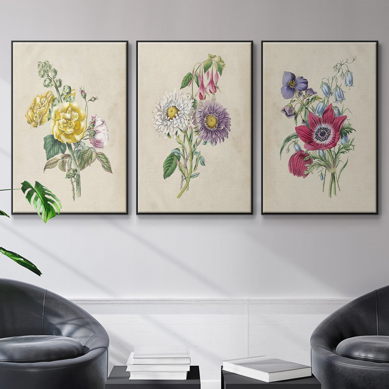 Bouquet de jardin antique I, Noir, H 36 po x l 72 po x P 2 po