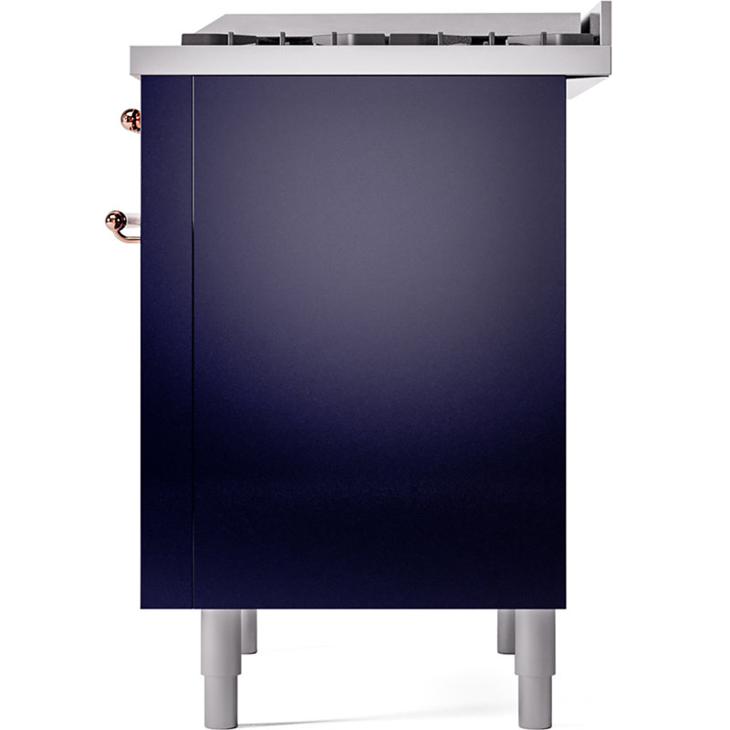 ILVE Nostalgie II 36 Dual Fuel Range, knobs, Midnight Blue/Copper, Liquid Propane