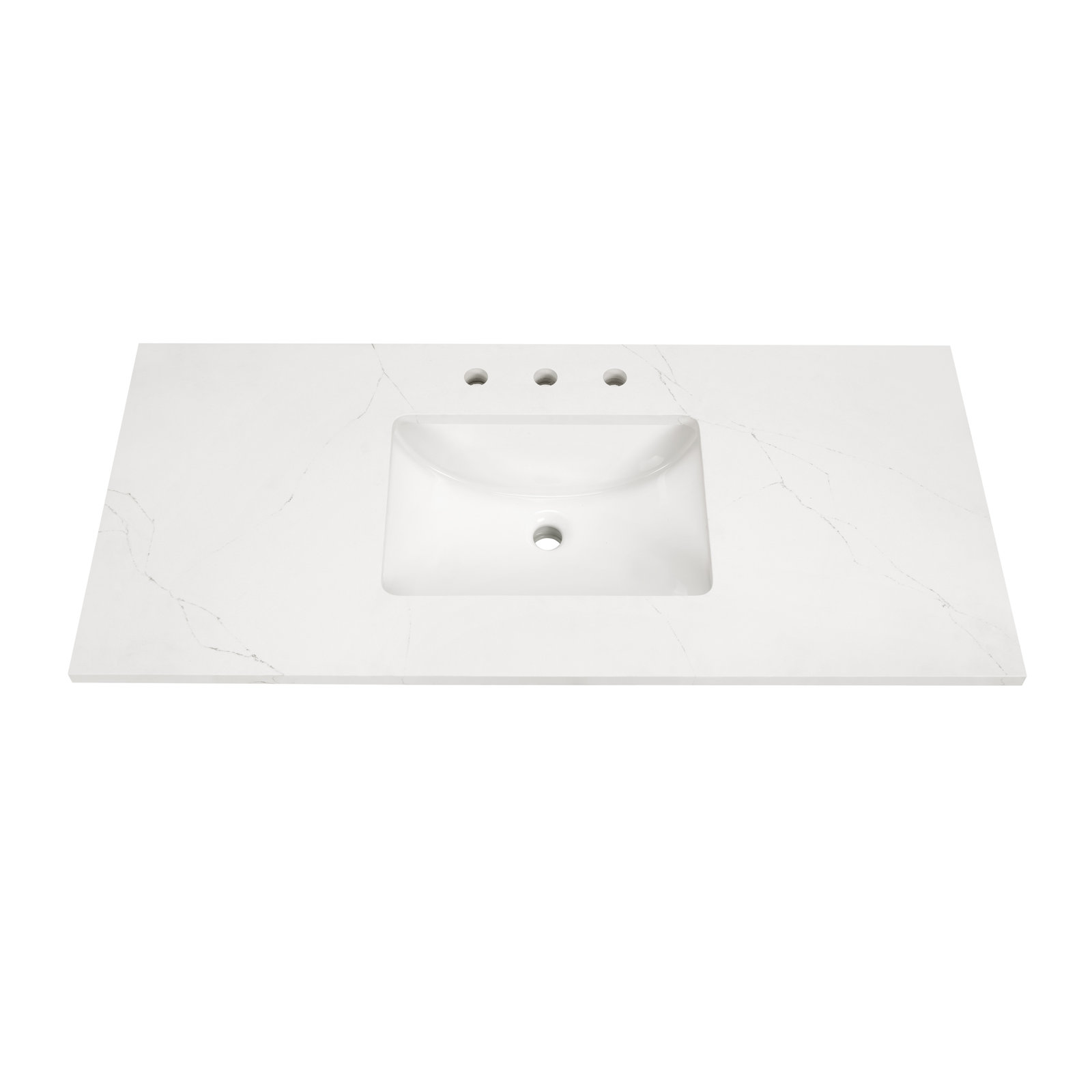 Terra 48'' Single Bathroom Vanity, Walnut, Satin Brass, Calacatta Quartz/Widespread Faucet Mount