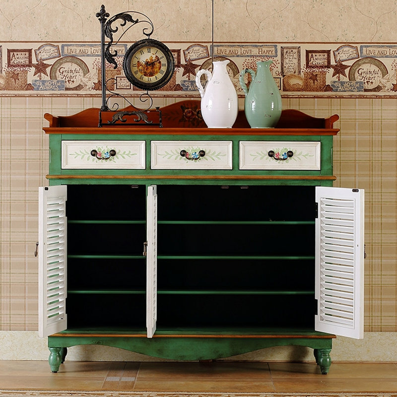 Banc de rangement vert en bois manufacturé, Vert