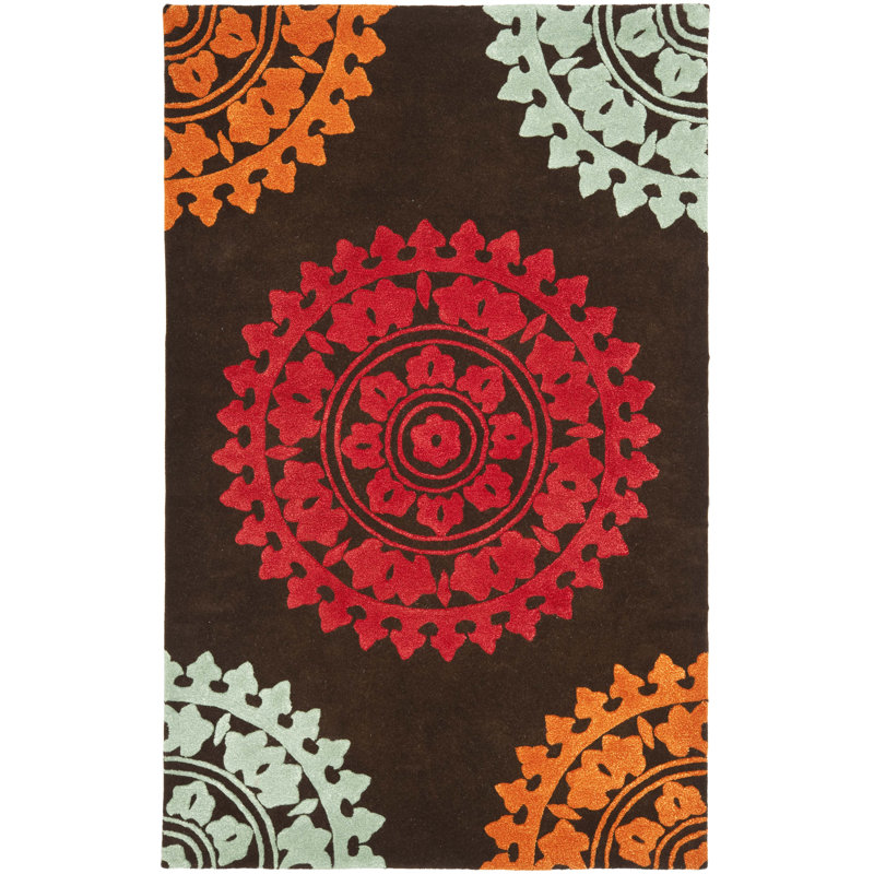 Tapis brun en laine touffeté à la main Candelo, Rectangle 3 pi 6 po x 5 pi 6 po