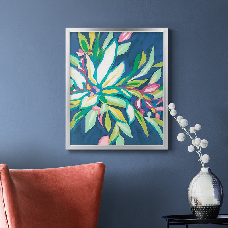 Blue Tropics I - Toile encadrée de qualité supérieure - prête à être accrochée, Argent, H 24 po x l 20 po