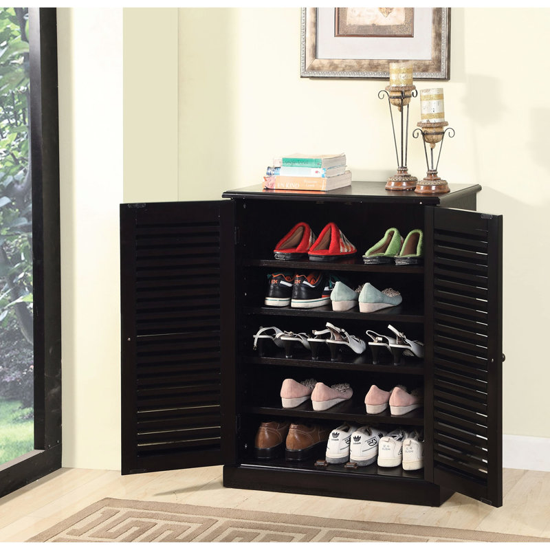 Finition de l'armoire à chaussures avec portes et tablette réglable pour un rangement efficace auvent, Espresso