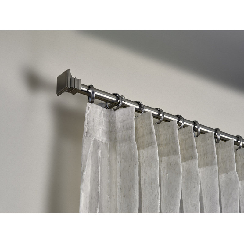 Versailles Single Curtain Rod, 3" H x 120" W x 6" D, Stainless