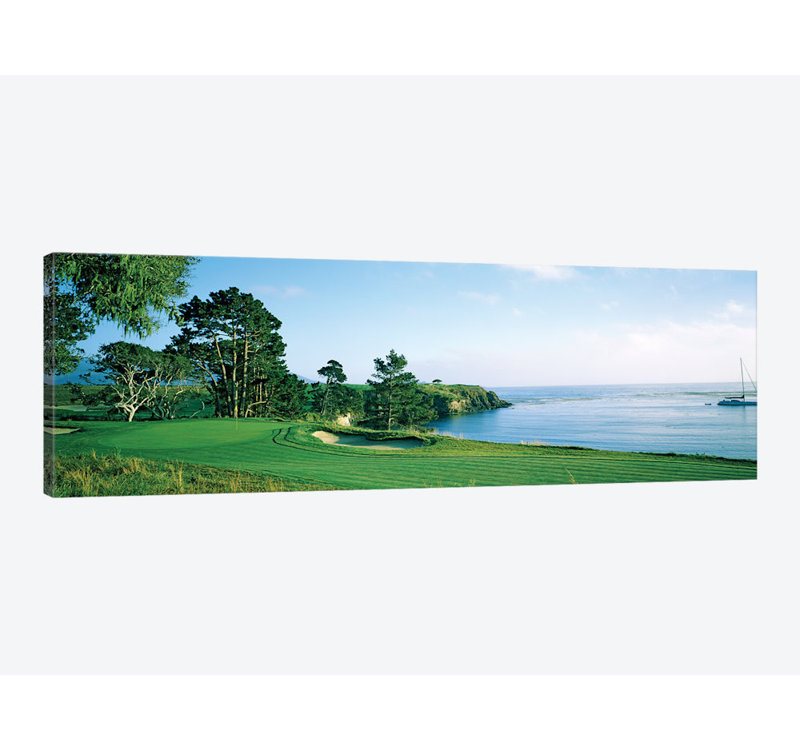 Pebble Beach Golf Course, Pebble Beach, Monterrey County, California, USA - reproduction d'art sur toile tendue, Toile tendue